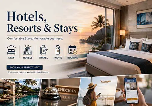 Hotels resorts homestays villas holiday rentals and stay directory in India