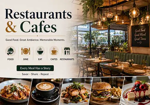 Restaurants cafes buffet halls food courts and dining places directory in India